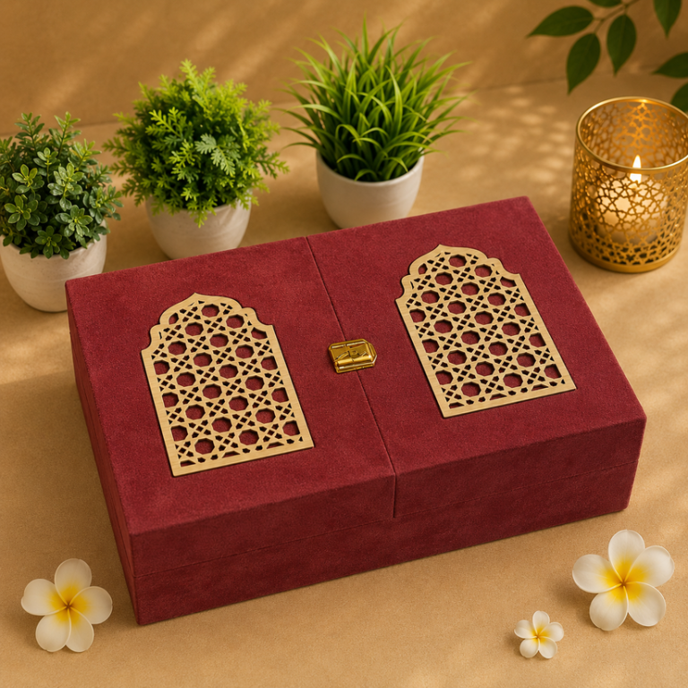 Premium Maroon Velvet Dry Fruit & Chocolate Gift